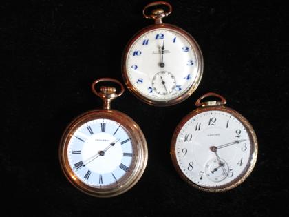 Appraisal: Three yellow gold filled open face pocket watches th century