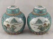 Appraisal: A pair of Chinese ginger jars with vignettes of landscapes