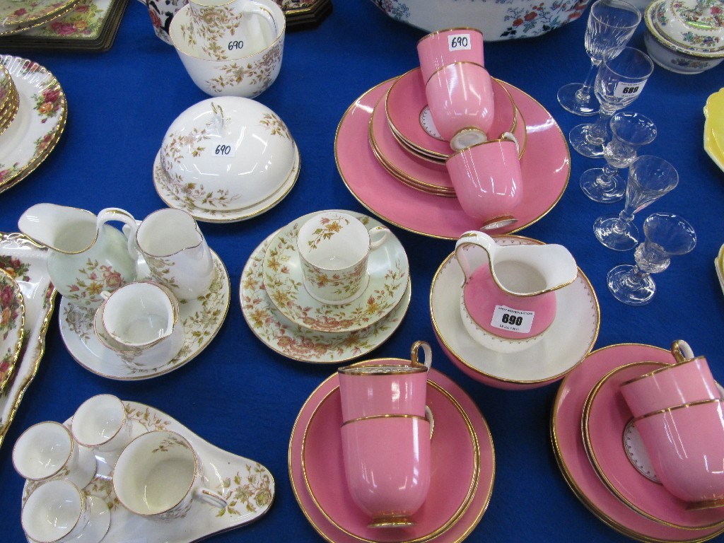 Appraisal: Bells part teaset in pink white and gilt and a