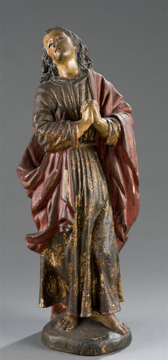 Appraisal: Hand carved wood and polychrome Mary Magdalene Santos figure th