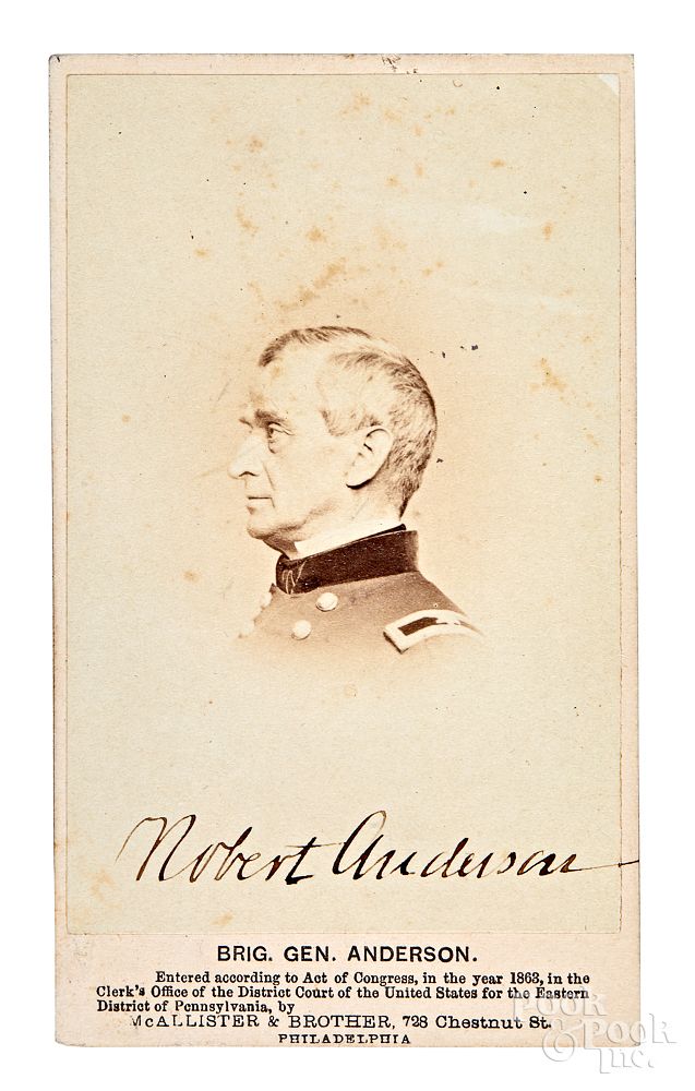 Appraisal: Signed CDV of Brigadier General Robert Anderson Signed carte de