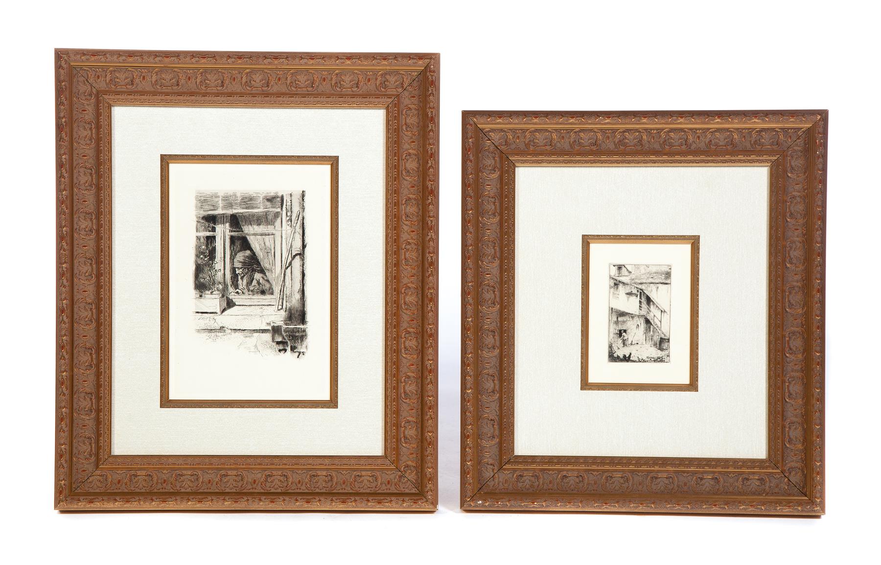 Appraisal: TWO ETCHINGS Twentieth century signed on the plate Les Fenetres