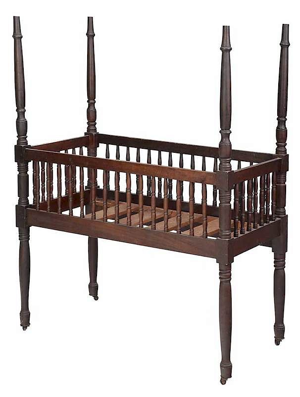 Appraisal: Charleston Federal Mahogany Child's Crib early th century four tall