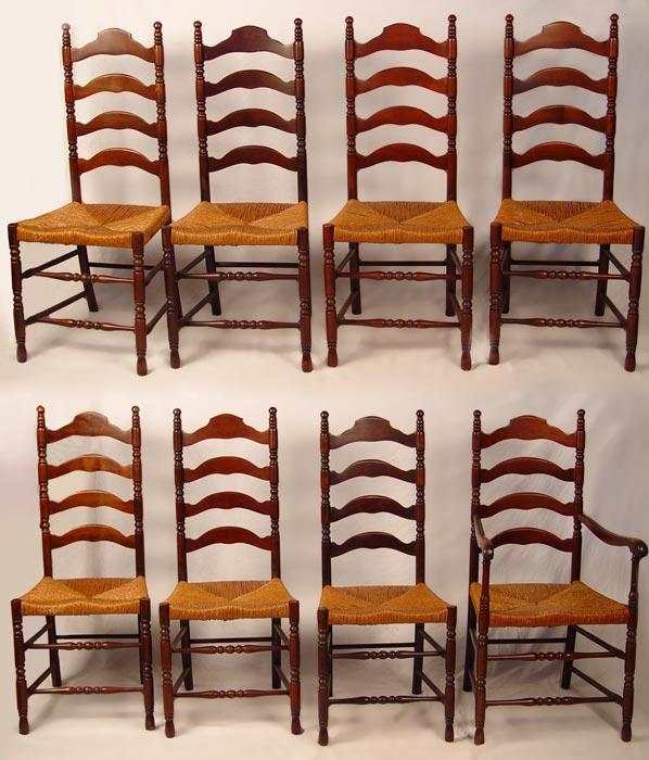 Appraisal: SET OF LADDERBACK DINING CHAIRS Circa early 's to include