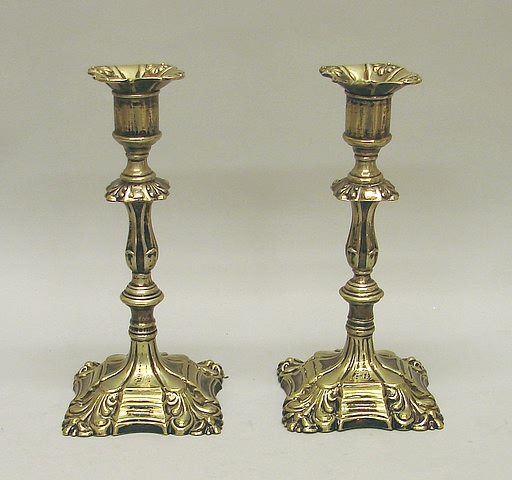 Appraisal: Molded baluster stem molded square base monogrammed detachable bobeche weighted