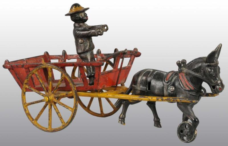 Appraisal: Cast Iron Harris Mule-Drawn Plantation Cart Toy Description When pin