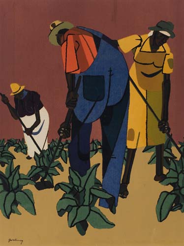 Appraisal: ROBERT GWATHMEY Tobacco Farmers Color screenprint x mm x inches