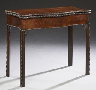 Appraisal: English Carved Mahogany Chippendale Style Games Ta English Carved Mahogany