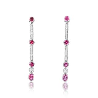 Appraisal: A Pair of Diamond and Pink Tourmaline Earrings Crafted out