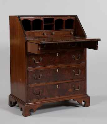 Appraisal: A Ladies Slant Front Writing Desk In warm dark brow