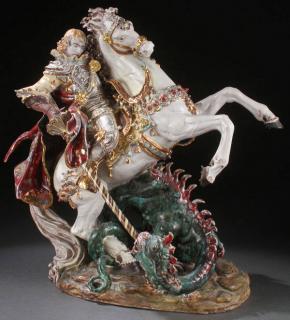 Appraisal: PATTARINO FIGURE OF ST GEORGE A EUGENIO PATTARINO CERAMIC FIGURE