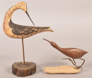 Appraisal: Two Various Shore Birds One carved and painted on stand