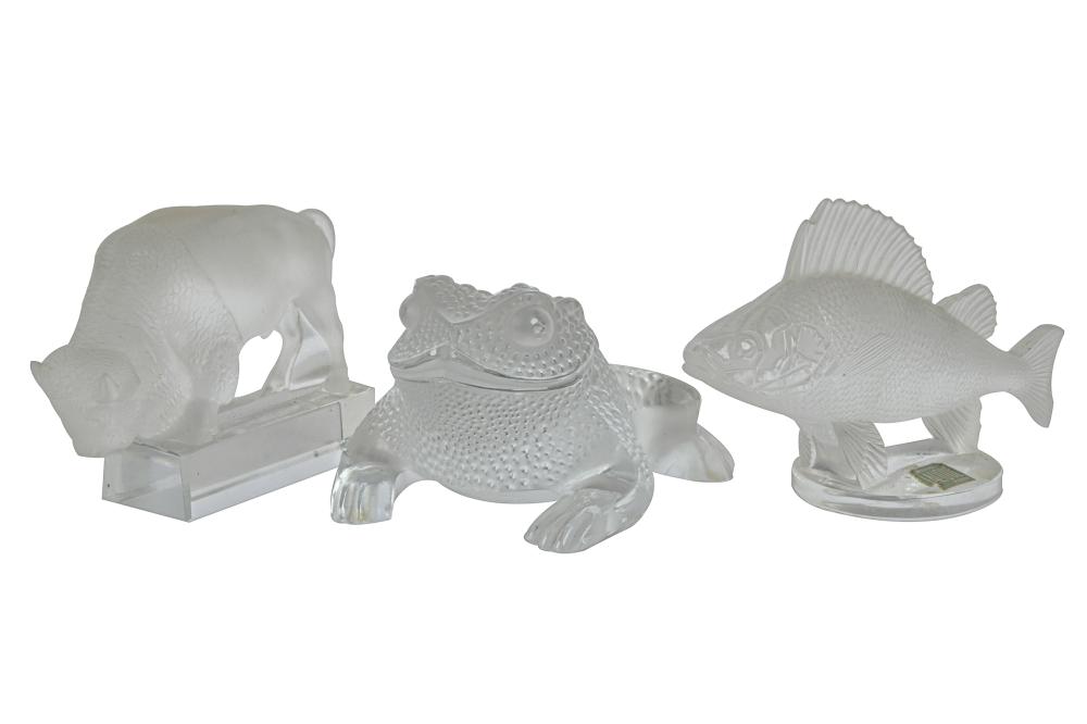 Appraisal: LOT OF THREE LALIQUE ANIMALScomprising a frog a fish and