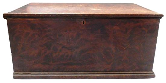 Appraisal: th C grain painted lift-top blanket chest top opens to