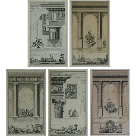 Appraisal: After Babel ARCHITECTURAL STUDIES Five engravings Estimate nbsp nbsp nbsp