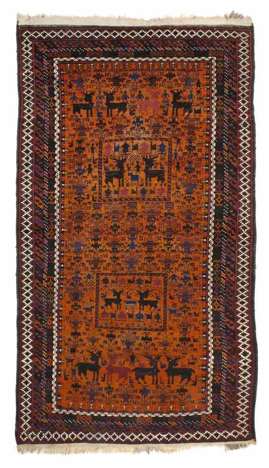 Appraisal: A Belouchi and Kellion Rug the first depicting deer on