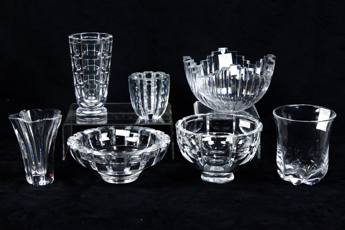 Appraisal: LOT OF ORREFORS GLASS VASES AND BOWLS lot of Orrefors