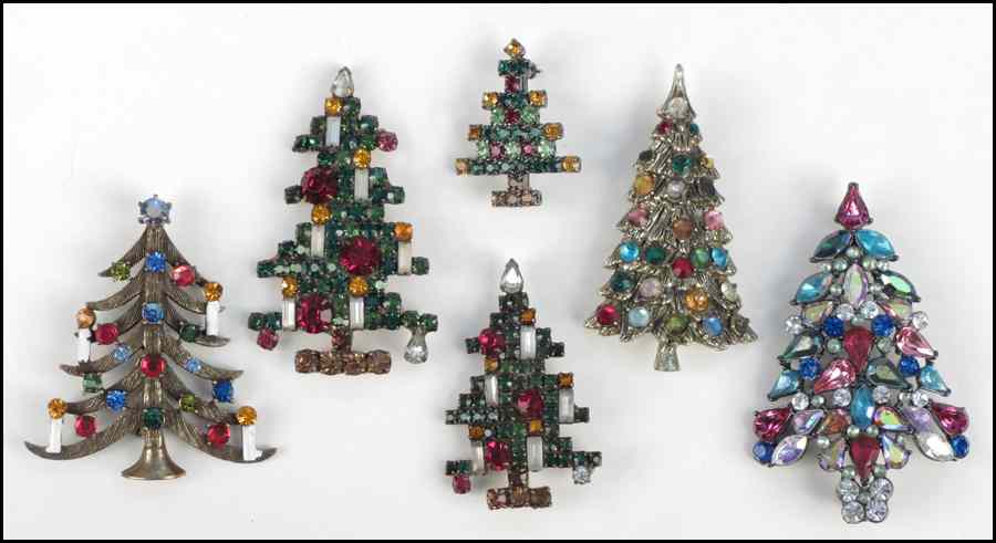 Appraisal: WEISS RHINESTONE SIX CANDLE CHRISTMAS TREE BROOCH Together with a