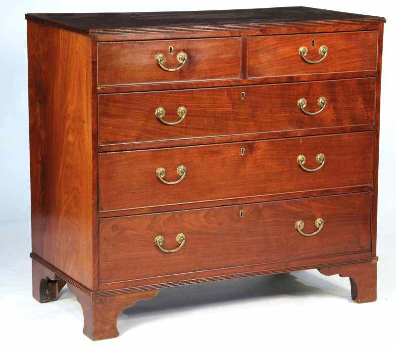 Appraisal: th Century Bachelor's Chestmahogany reeded trim two over three drawer