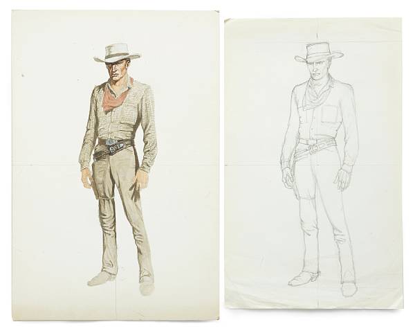 Appraisal: Two Charlton Heston costume design sketches by Vittorio Nino Novarese