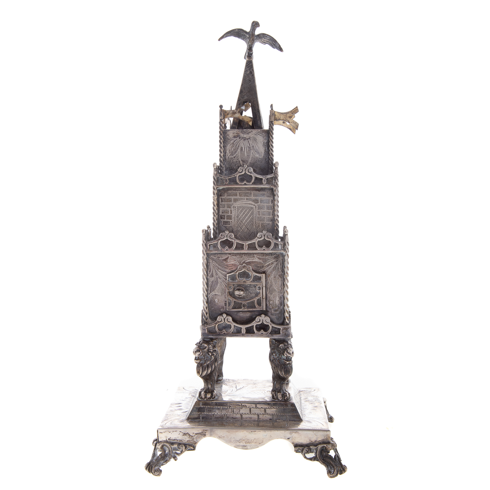 Appraisal: CONTINENTAL JUDAICA SILVER SPICE TOWER BESAMIN Probably German early th