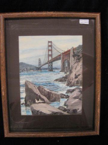 Appraisal: Alex Fong Fine Pen Ink Drawing of the Golden Gate