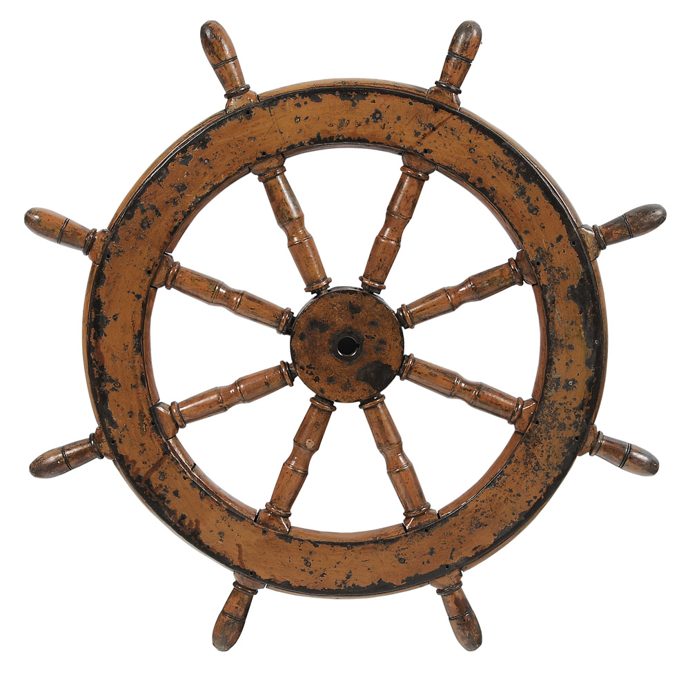 Appraisal: Vintage Ship's Wheel probably late th early th century iron-mounted