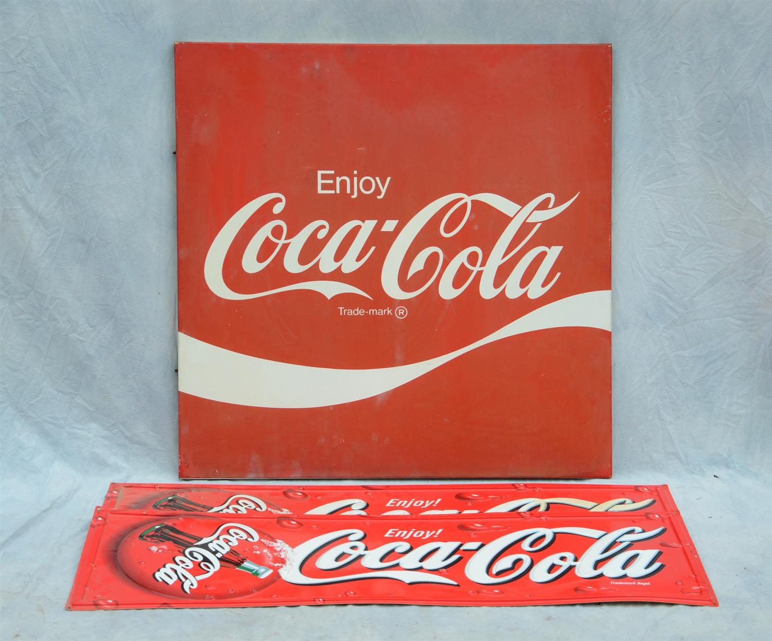 Appraisal: Coca-Cola Advertising Signs Vintage Outdoor Metal Painted Enjoy Coca-Cola square