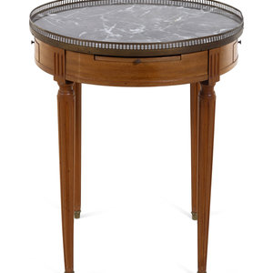 Appraisal: A Louis XVI Style Brass Mounted Fruitwood Marble Top Bouillotte