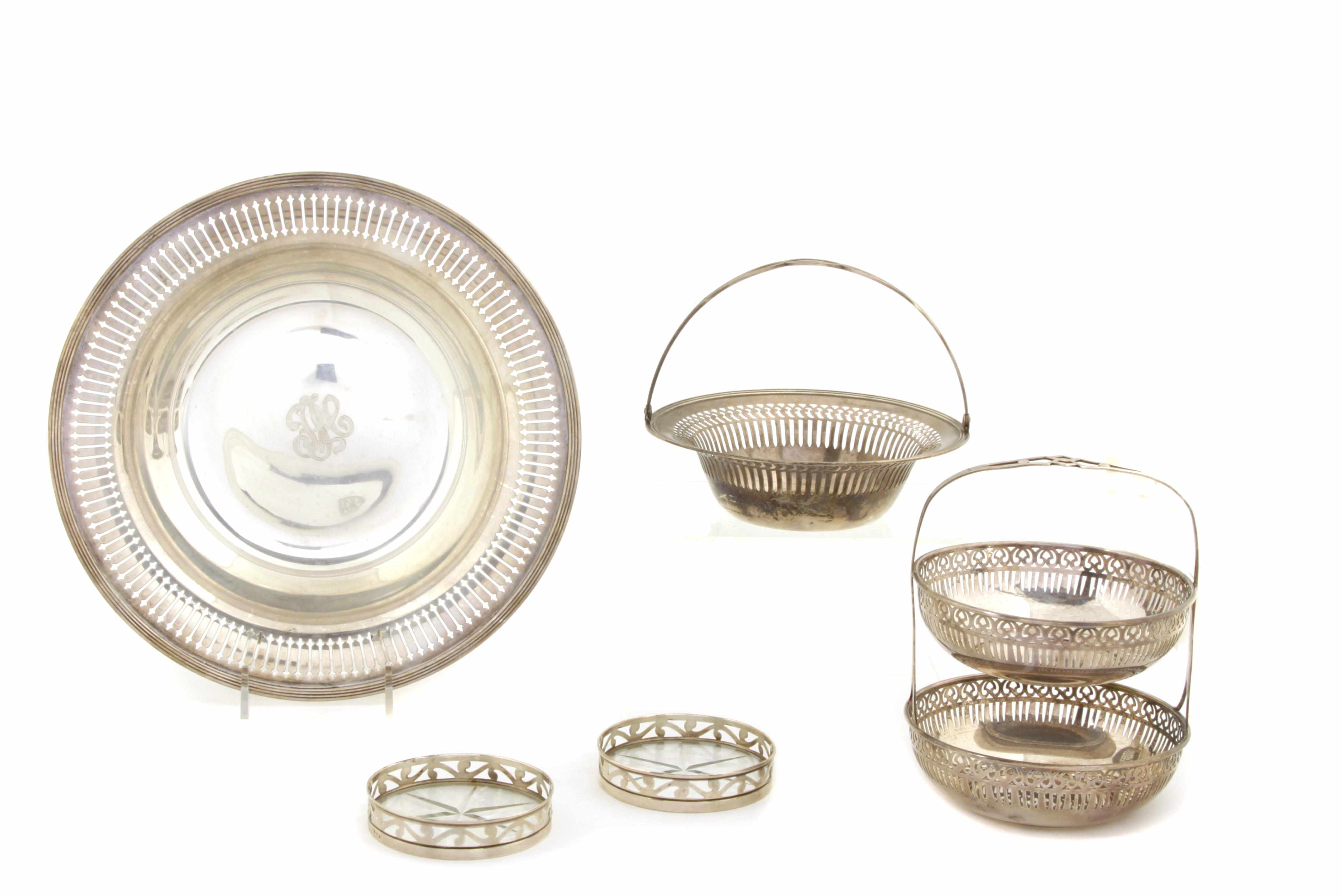 Appraisal: A group of American sterling silver pierced hollowware First half