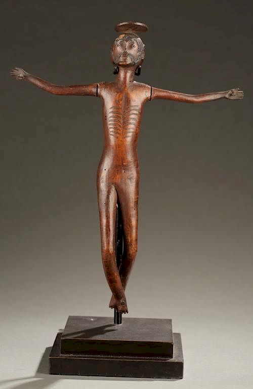 Appraisal: Republic of Benin Crucifix th th c A carved wooden