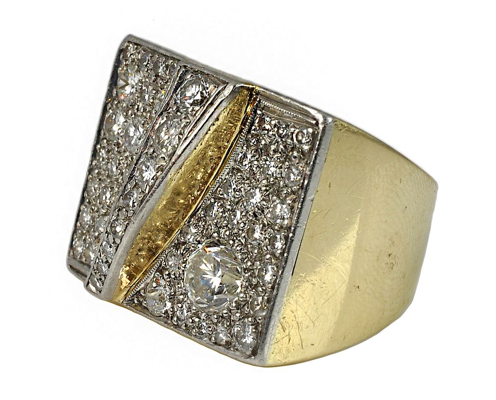 Appraisal: Gentlemans Diamond k Gold Pave Ring Diamond kt yellow gold