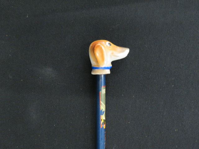 Appraisal: New York World's Fair Cane porcelain dog head top