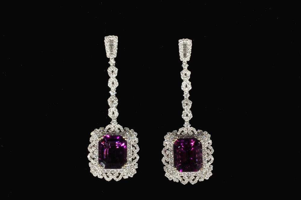 Appraisal: EARRINGS - One Pair of K White Gold Amethyst and