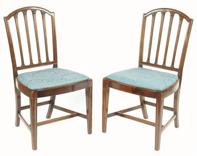 Appraisal: A set of four mahogany Sheraton style side chairs the