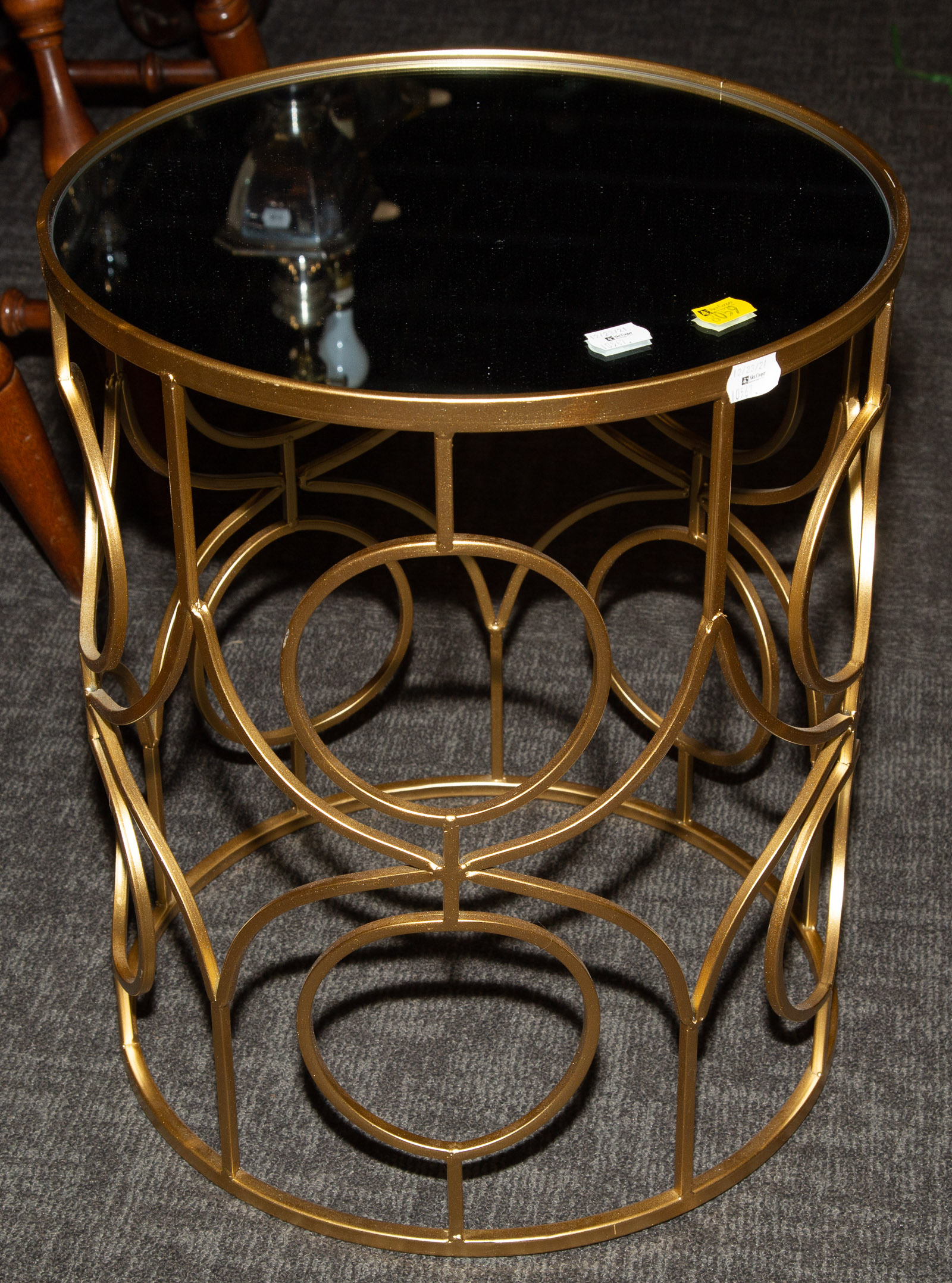 Appraisal: MODERN STYLE METAL END TABLE WITH GLASS TOP in H