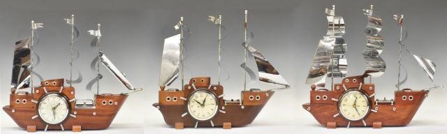 Appraisal: lot of American United Metal Goods Nautical Clipper Ship clocks