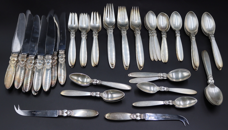 Appraisal: STERLING GEORG JENSEN CACTUS STERLING FLATWARE Georg Jensen Cactus sterling