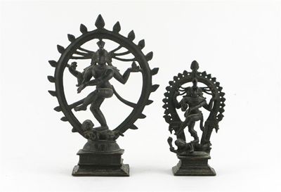 Appraisal: Two Indian bronze figure of Shiva Nataraj each dancing on