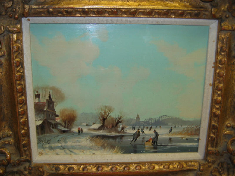 Appraisal: KELLER CONTINENTAL TH CENTURY SKATERS pair of oil paintings on