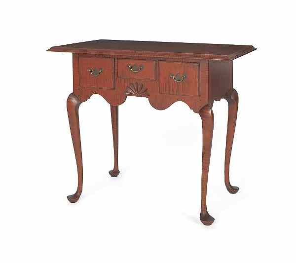 Appraisal: Eldred Wheeler Queen Anne style curly maple lowboy h w