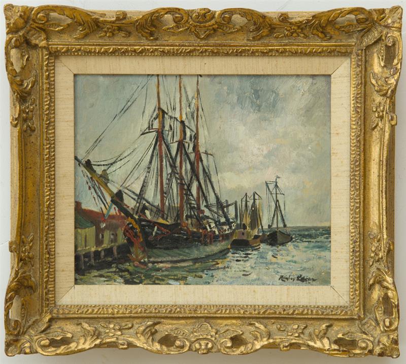 Appraisal: RICHARD HAYLEY LEVER - THE OLD SCHOONER Oil on canvas