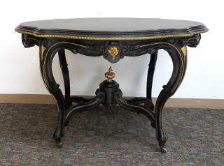 Appraisal: Renaissance Revival Table Featuring an original black marble top table