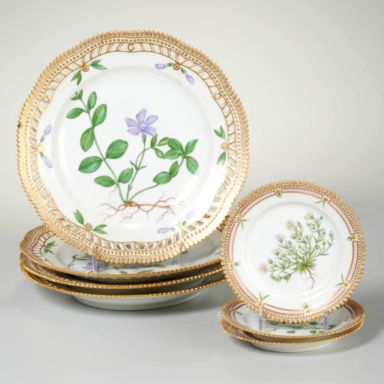 Appraisal: ROYAL COPENHAGEN FLORA DANICA PORCELAIN PLATES th c incl dinner