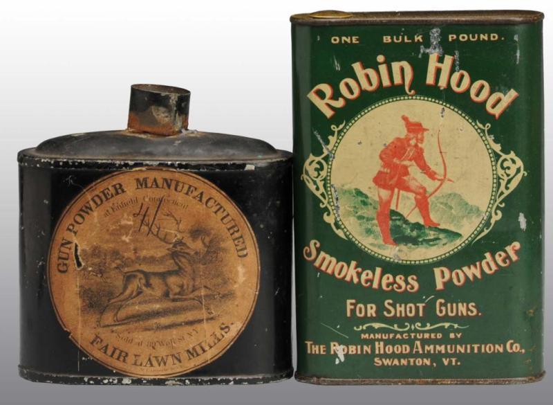 Appraisal: Lot of Gun Powder Tins Description Includes one Robin Hood