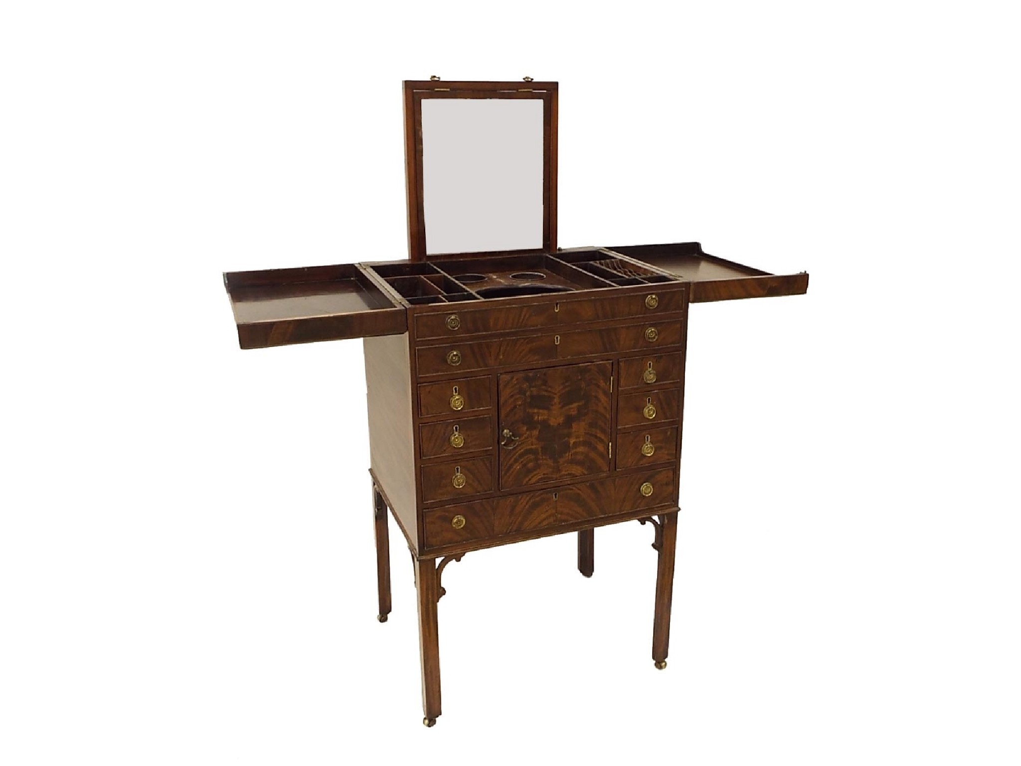 Appraisal: Georgian flame mahogany gentleman's washstand the hinged top enclosing a