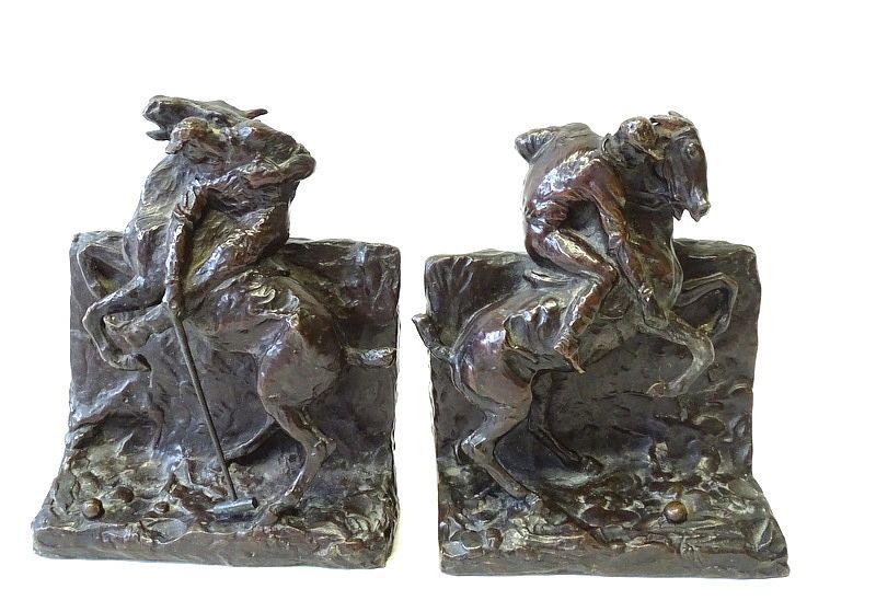 Appraisal: Bronze Equestrian Book Ends Two Bronze Bookends Each Stamped Cast