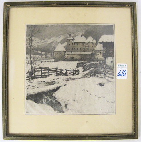 Appraisal: LUIGI KASIMIR ETCHING AND AQUATINT Austria - titled Munichav winter