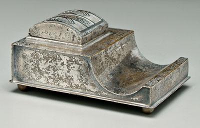 Appraisal: Heintz ink stand sterling on bronze with silver wash marks