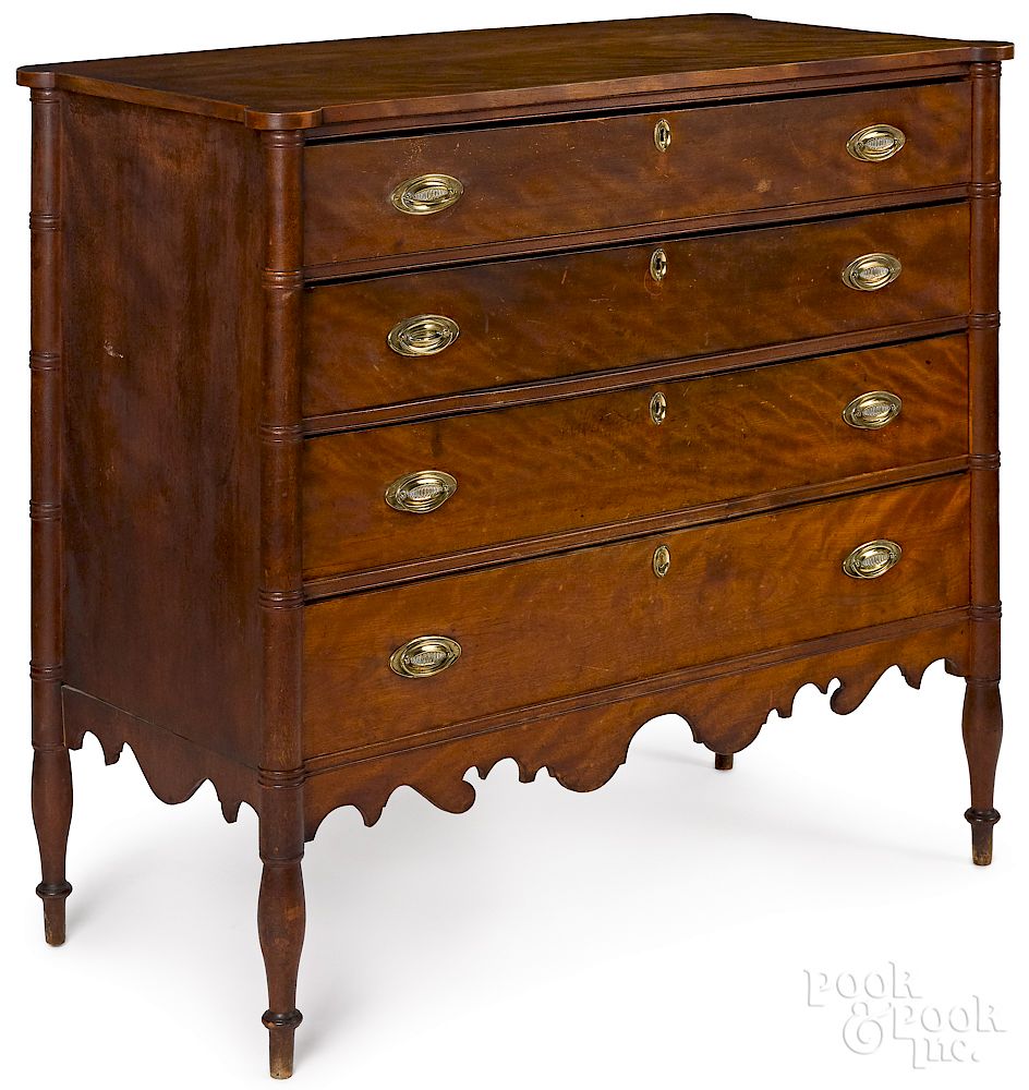 Appraisal: New England Sheraton birch chest of drawers Exclusive on Bidsquare